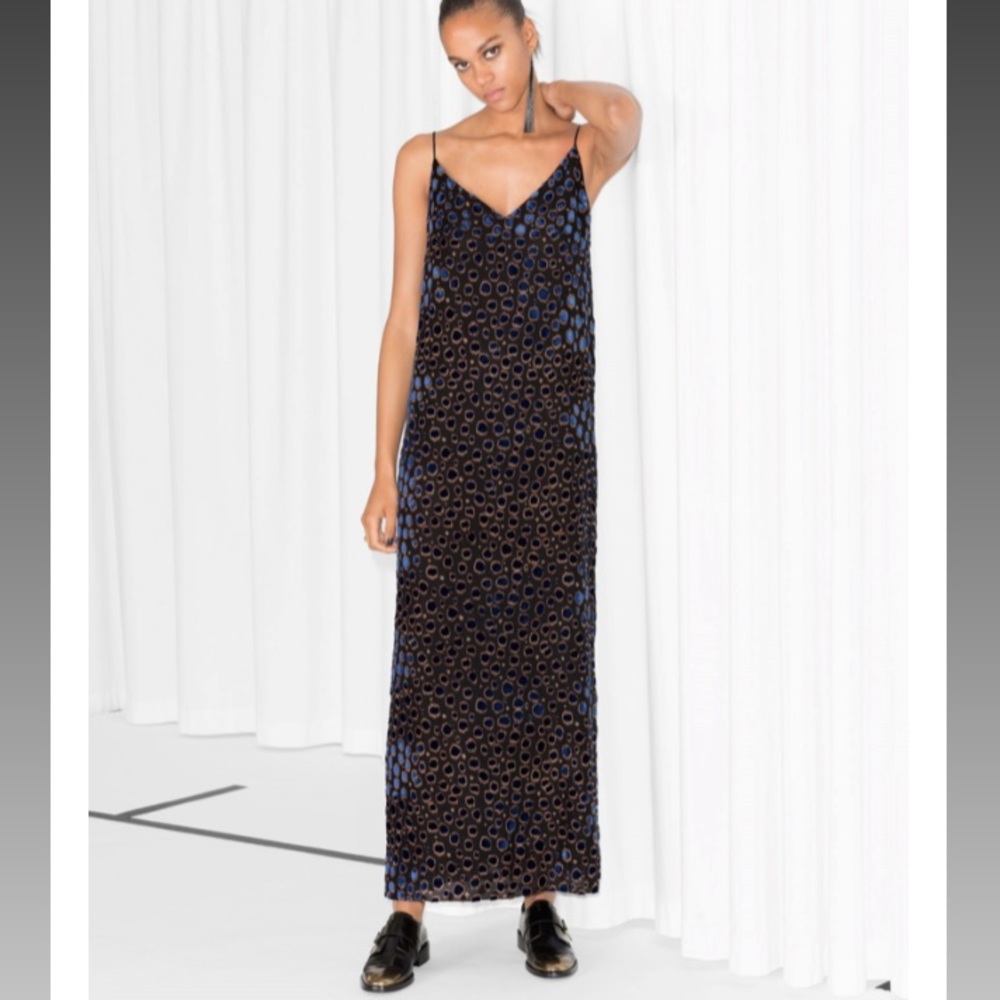 & other stories cheetah velvet jacquard dress